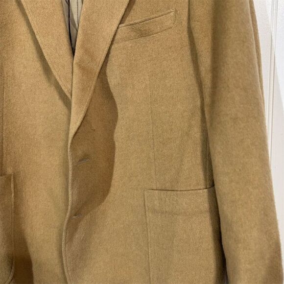 Vintage Étienne Caron Camel Hair Wool Blazer 42R Tan Sport Coat Made in Korea - Picture 14 of 14